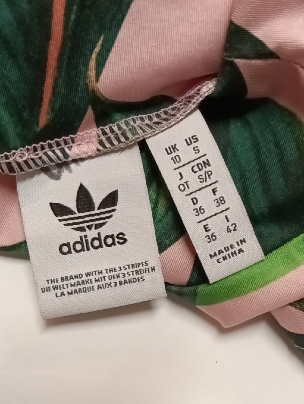 adidas x Farm Rio Tropical Print Cropped Mock Neck Sports Top -Pink & Green - Picture 6 of 9